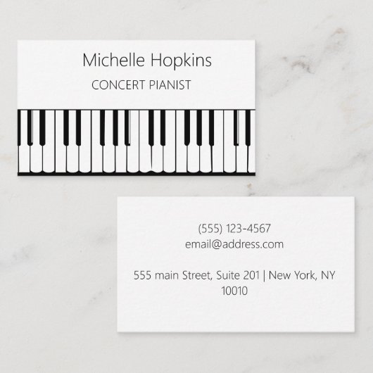 音楽先生エレガントピアノ鍵 コーリングカード (正面/裏面)