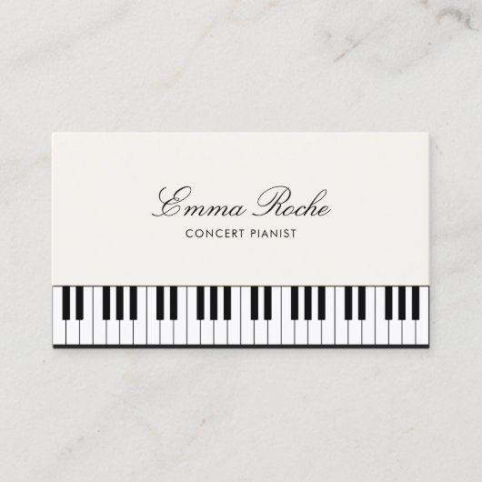 音楽先生エレガントピアノ鍵 名刺 (正面)