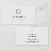 音楽先生エレガントフェイク金ゴールドフォイル高音クレフ、 音符記号 名刺 (正面/裏面)