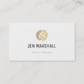 音楽先生エレガントフェイク金ゴールドフォイル高音クレフ、 音符記号 名刺 (正面)