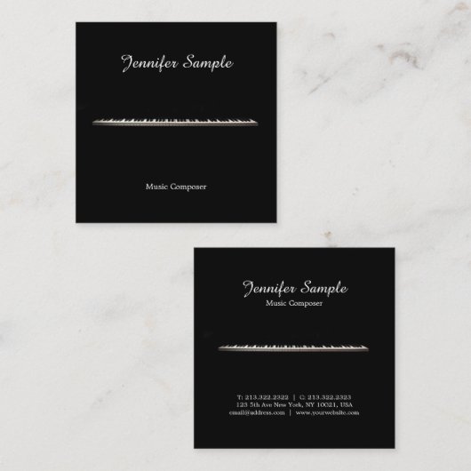 音楽先生エレガントミュージシャンモダンテンプレート スクエア名刺 (正面/裏面)