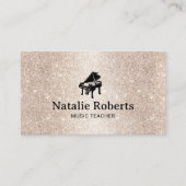 音楽先生エレガント金ゴールドグリッターピアノミュージカル 名刺 (正面)