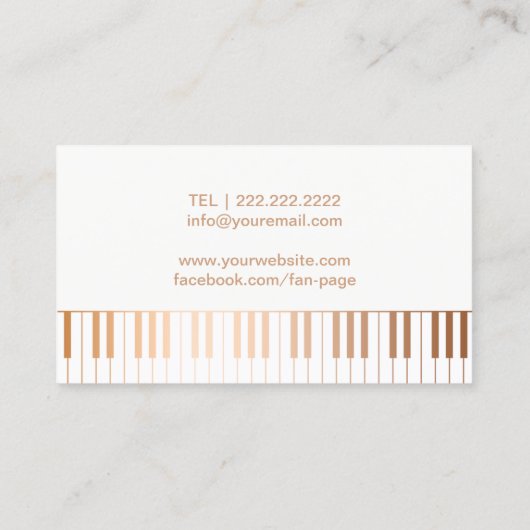 音楽先生エレガント金ゴールドピアノ鍵ミュージカル 名刺 (裏面)