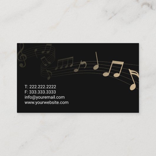音楽先生エレガント音符プレーンブラック 名刺 (裏面)