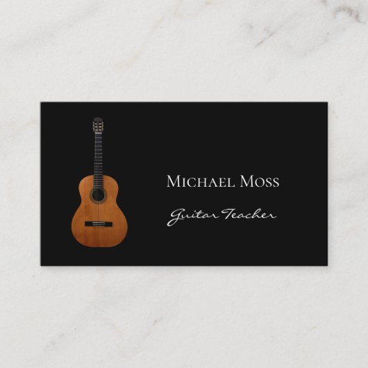 音楽先生ギターレッスン白黒 名刺 (正面)