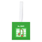 音楽先生クリスマス、緑のノート キューブオーナメント (正面)