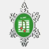 音楽先生クリスマス、緑のノート スノーフレークピューターオーナメント (右)