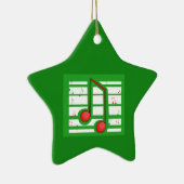 音楽先生クリスマス、緑のノート セラミックオーナメント (右)