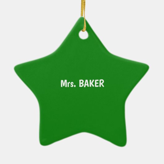 音楽先生クリスマス、緑のノート セラミックオーナメント (裏面)