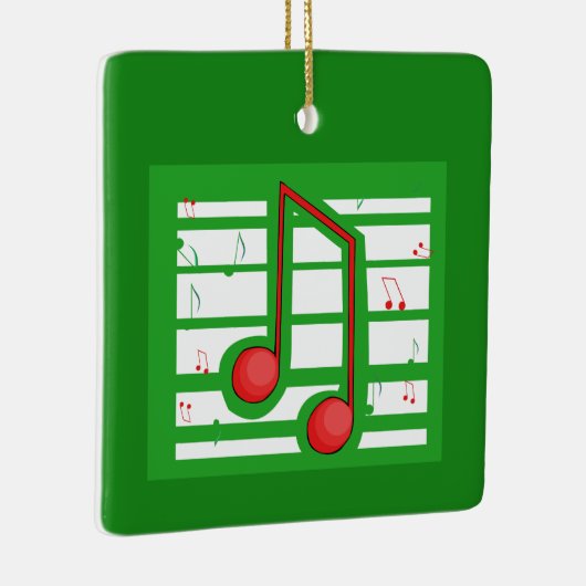音楽先生クリスマス、緑のノート セラミックオーナメント (右)