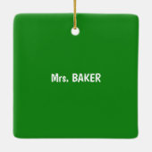 音楽先生クリスマス、緑のノート セラミックオーナメント (裏面)