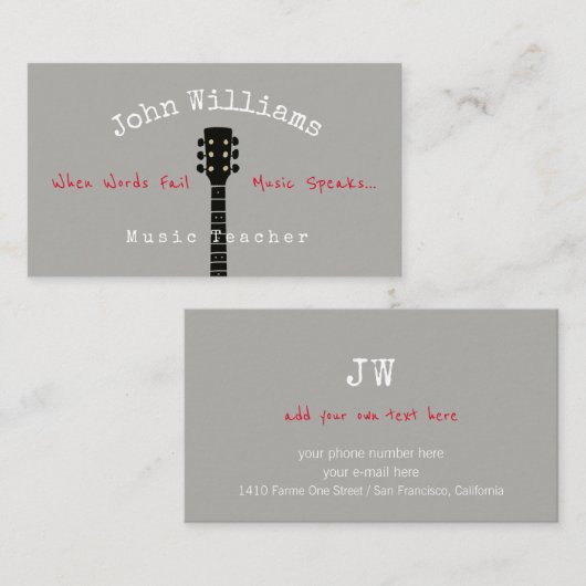 音楽先生グレイの名刺+ギターネック 名刺 (正面/裏面)