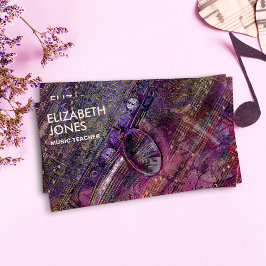 音楽先生サクソフォンアートコラージュ – 混合メディア 名刺