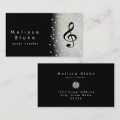 音楽先生シルバーシェードフェイクグリッター 名刺 (正面/裏面)