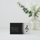 音楽先生シルバーシェードフェイクグリッター 名刺 (スタンド正面)