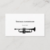 音楽先生トランペットミニマリストモノクロ 名刺 (正面)