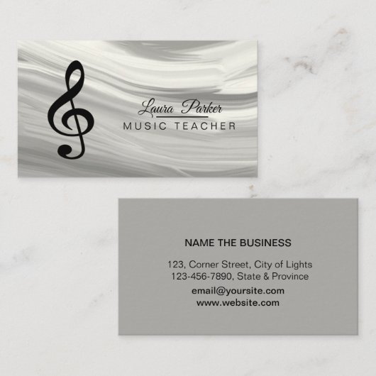 音楽先生トレブルノートシルバーの音波 名刺 (正面/裏面)