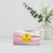 音楽先生トレブルノートピンクの音波 名刺 (スタンド正面)