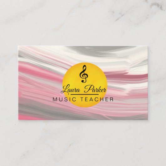 音楽先生トレブルノートピンクの音波 名刺 (正面)