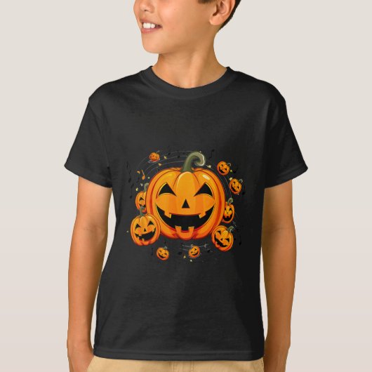 音楽先生ハロウィーン秋パンプキン Tシャツ (正面)