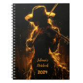 音楽先生バイオリニスト学生用ノートブック ノートブック (正面)