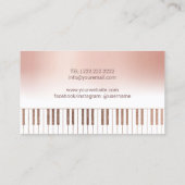 音楽先生バラ金ゴールドパステルピアノ鍵ミュージカル 名刺 (裏面)