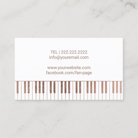 音楽先生バラ金ゴールドピアノ鍵ミュージカル 名刺 (裏面)