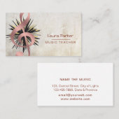 音楽先生バラ金ゴールドミュージカルノートヴィンテージ 名刺 (正面/裏面)