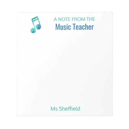 音楽先生パーソナライズされたミュージカル ノートパッド (正面)