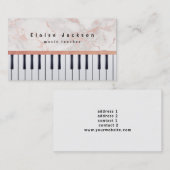 音楽先生ピアニストエレガントピンク大理石 名刺 (正面/裏面)