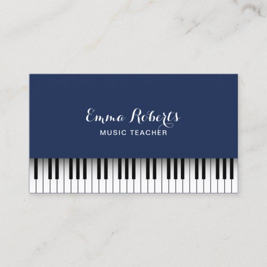 音楽先生ピアノエレガントキーボードNavy Blue 名刺 (正面)