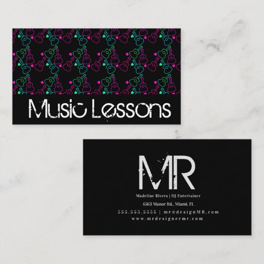 音楽先生ピアノナイトクラブDJギター 名刺 (正面/裏面)