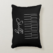 音楽先生ピアノ学生キーボード白黒 アクセントクッション (正面(垂直))