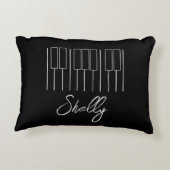 音楽先生ピアノ学生キーボード白黒 アクセントクッション (裏面)