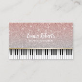 音楽先生ピアノ鍵モダンバラ金ゴールドグリッター 名刺 (正面)