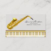 音楽先生ピアノ鍵盤サクソフォンミュージシャン 名刺 (正面)