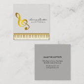 音楽先生ピアノ鍵盤ミュージシャンピアニスト スクエア名刺 (正面/裏面)