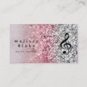 音楽先生フェイクグリッターきらめく効果 名刺 (正面)