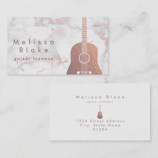 音楽先生フェイクバラ金ゴールドギターの大理石 名刺 (正面/裏面)