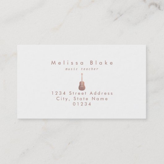 音楽先生フェイクバラ金ゴールドギターの大理石 名刺 (裏面)