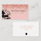 音楽先生フェイク金ゴールドフォイル熱ピンク 名刺 (正面/裏面)