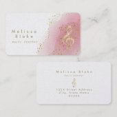 音楽先生フェイク金ゴールドフォイル熱ピンク 名刺 (正面/裏面)