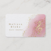 音楽先生フェイク金ゴールドフォイル熱ピンク 名刺 (正面)