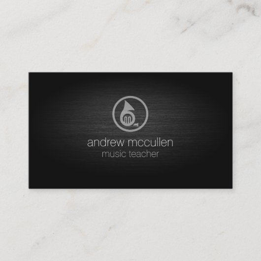 音楽先生フランスのホーンアイコンつや消しメタル音楽 名刺 (正面)
