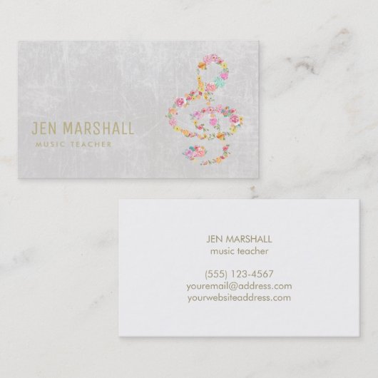 音楽先生フローラトレブルクレフ、 音符記号 名刺 (正面/裏面)