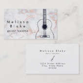 音楽先生ブラックギターon pink marble 名刺 (正面/裏面)