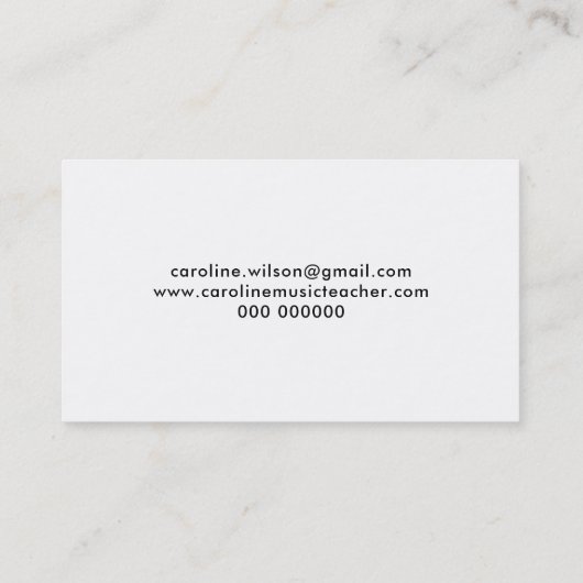 音楽先生ブラックトレブルクレフ、 音符記号オンフェイク金ゴールドノート 名刺 (裏面)