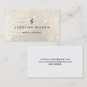 音楽先生ブラックトレブルクレフ、 音符記号オン金ゴールドメロディ 名刺 (正面/裏面)