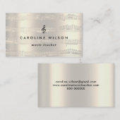 音楽先生ブラックトレブルクレフ、 音符記号オン金フェイク属 名刺 (正面/裏面)