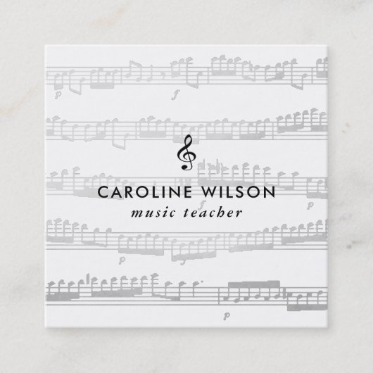 音楽先生ブラックトレブルクレフ、 音符記号 スクエア名刺 (正面)